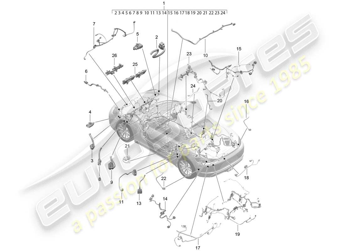 porsche 2020 (718 boxster) faisceau de câblage schéma des pièces
