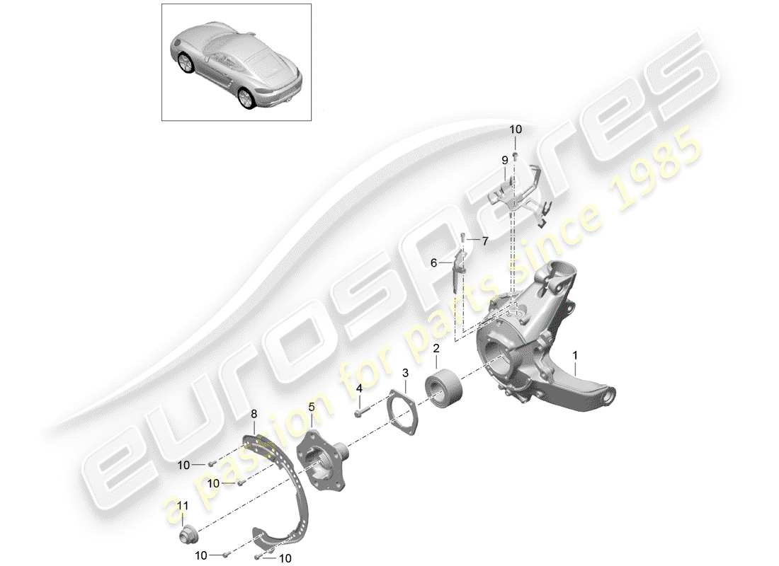 porsche 2020 (718 cayman) essieu arrière schéma des pièces