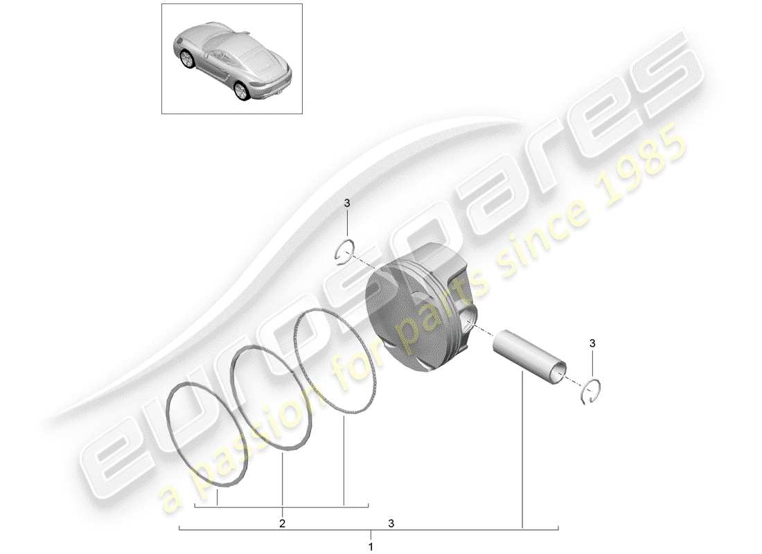 porsche 2020 (718 cayman) schéma des pièces du piston
