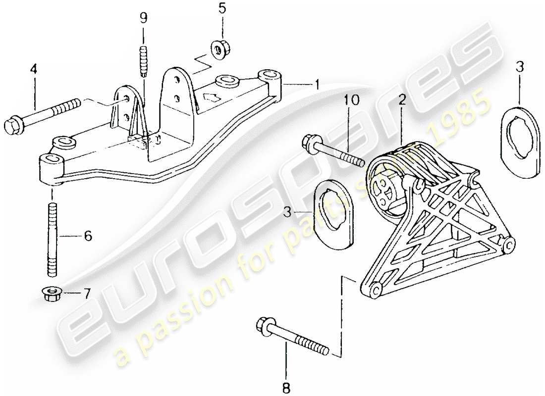 porsche 2003 (986 boxster) attaque de levage du moteur schéma des pièces