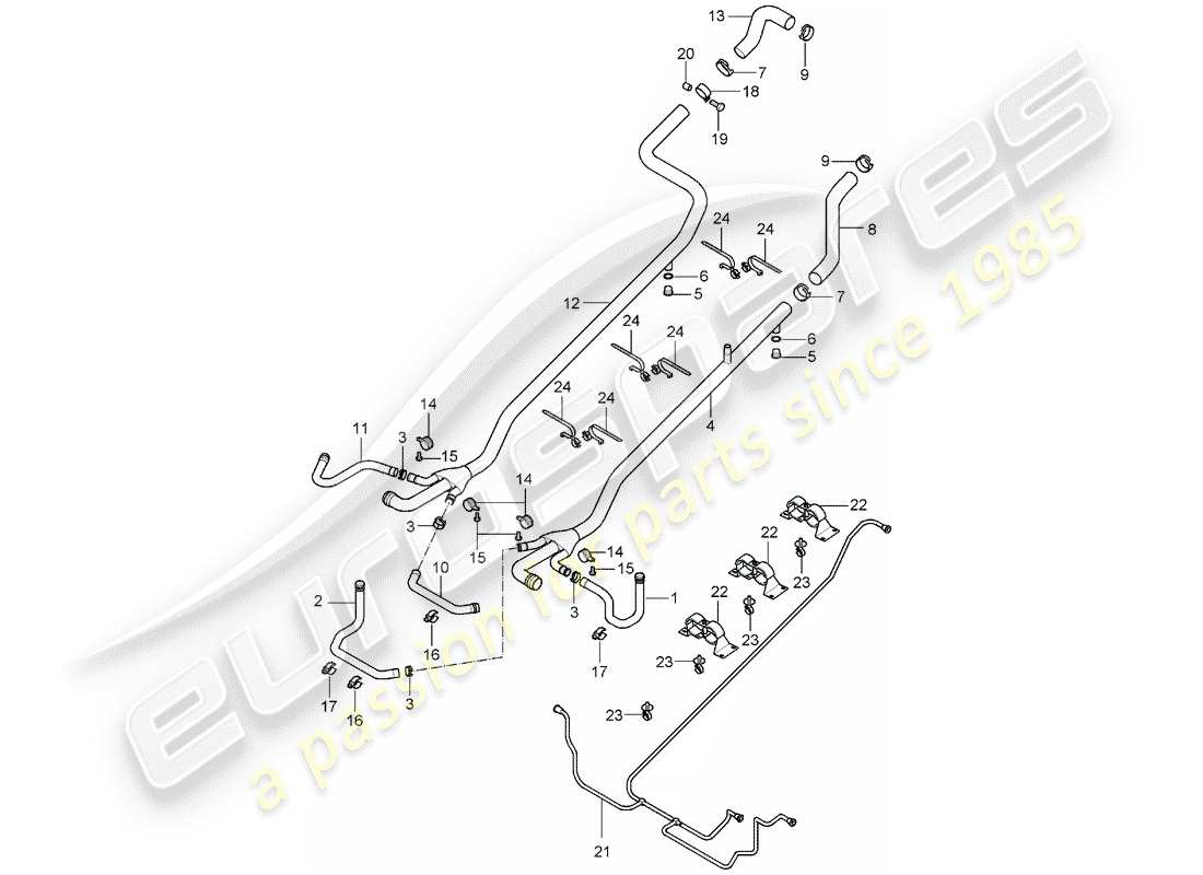 porsche 2006 (carrera gt) refroidissement par eau 1 schéma des pièces