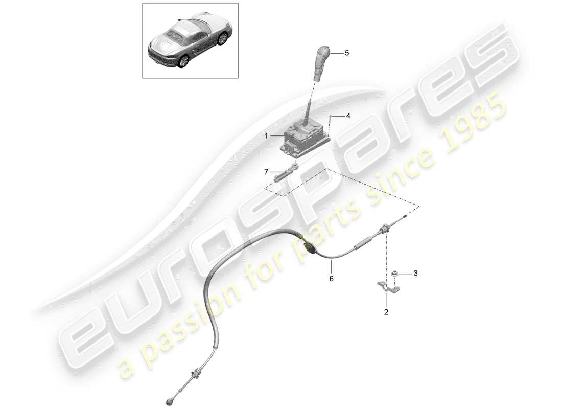porsche 2020 (718 boxster) levier sélecteur schéma des pièces