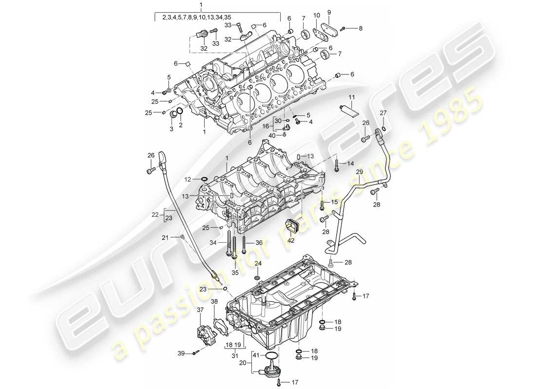 porsche 2006 (cayenne e1 9pa) carter moteur schéma des pièces