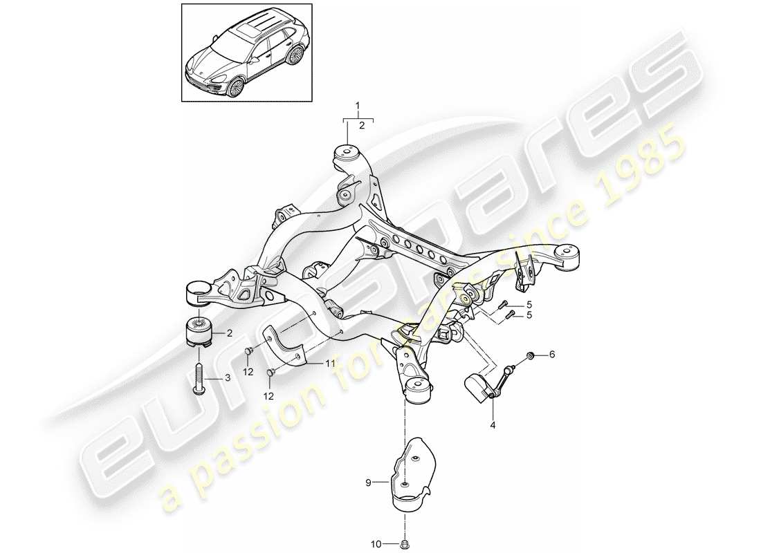 porsche 2017 (cayenne e2 92a) essieu arrière schéma des pièces