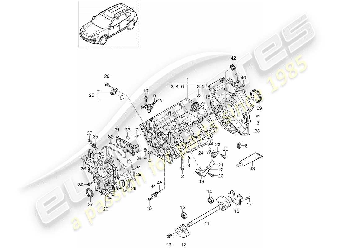 porsche 2011 (cayenne e2 92a) carter moteur schéma des pièces