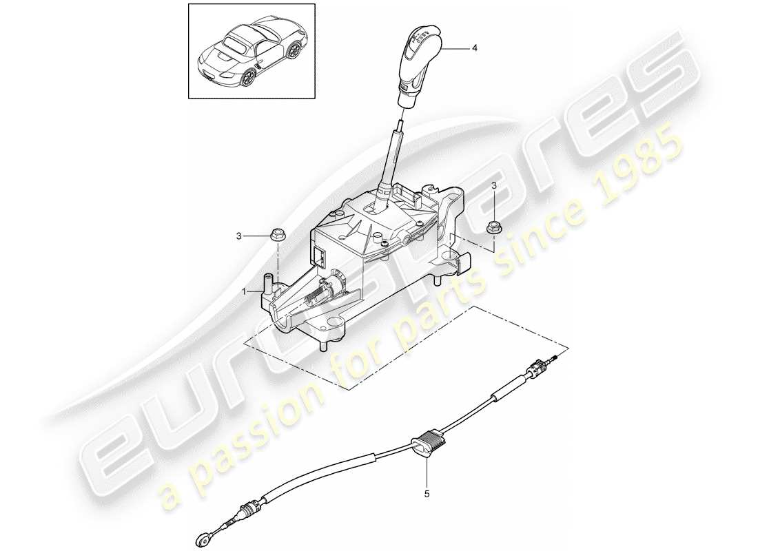 porsche 2009 (987 boxster) levier sélecteur schéma des pièces