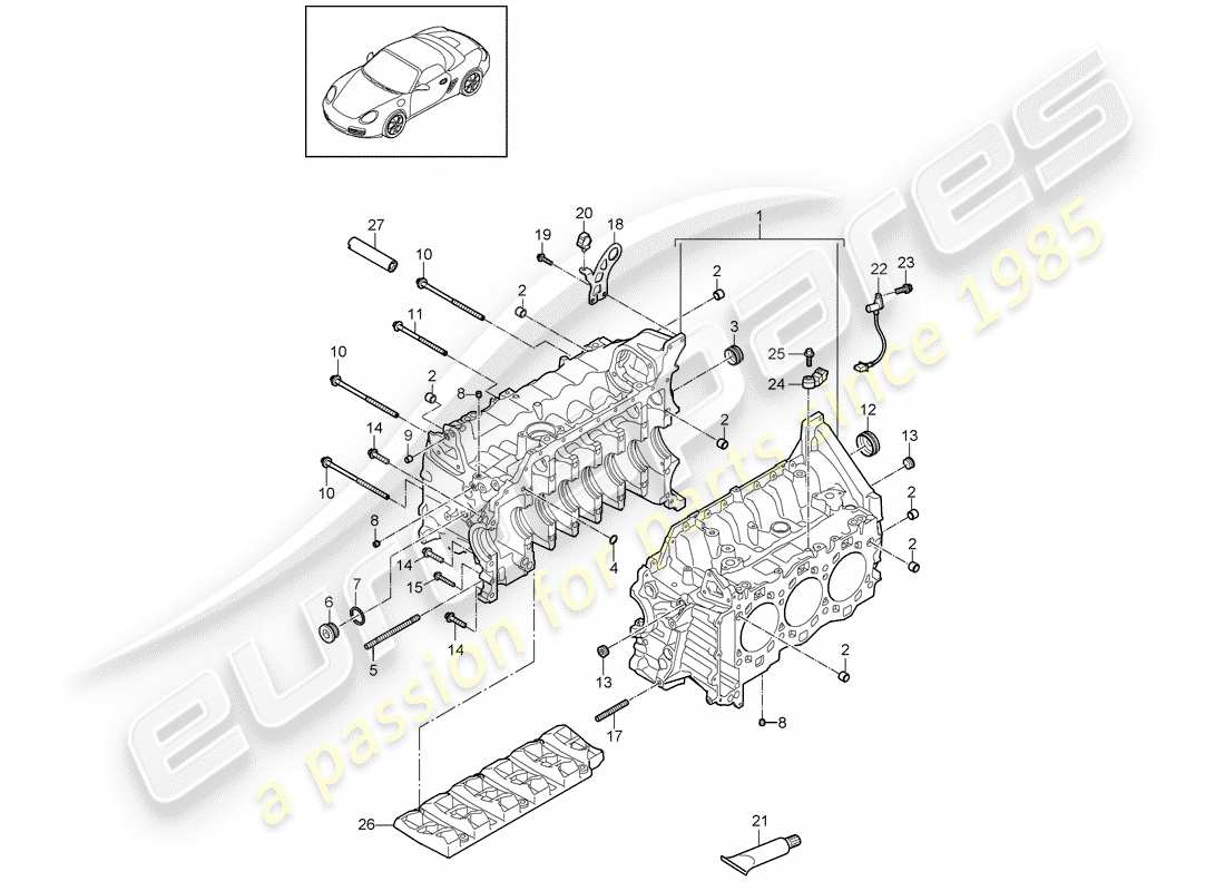 porsche 2011 (987 boxster) carter moteur schéma des pièces