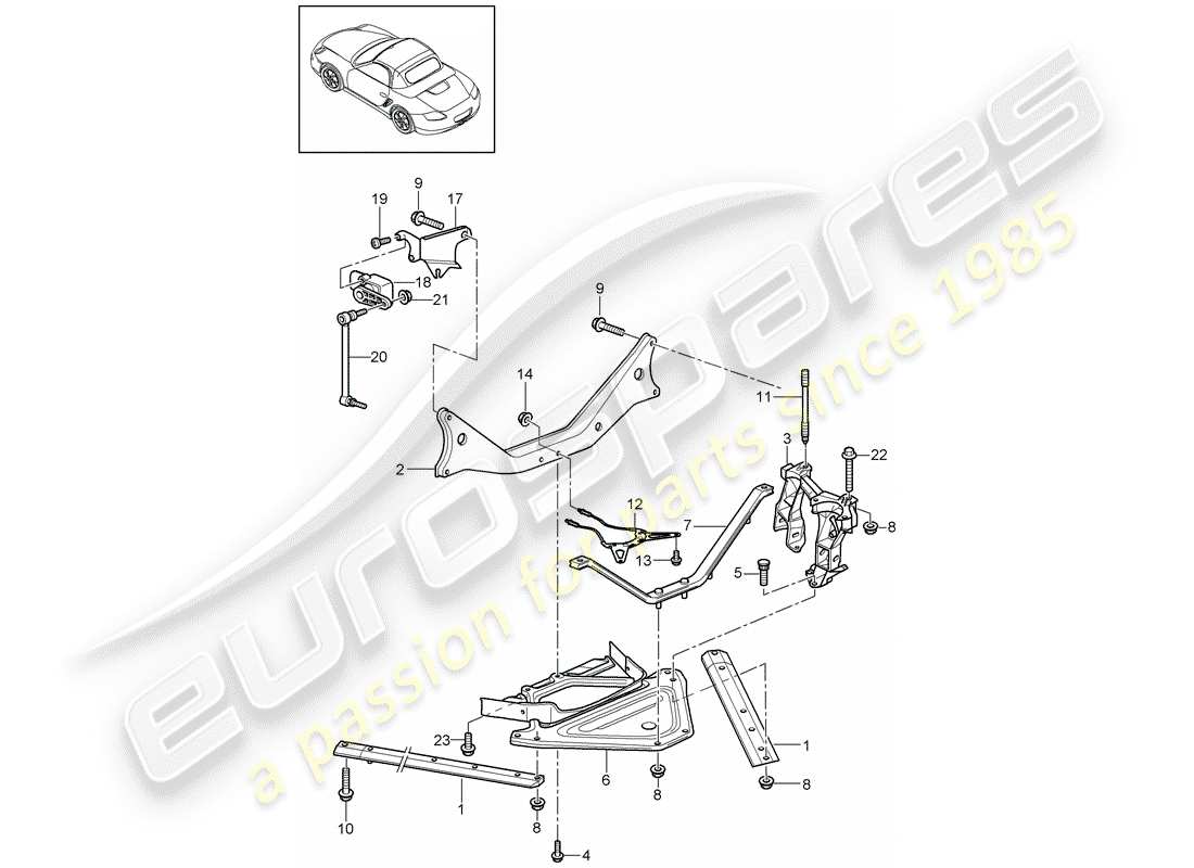 porsche 2011 (987 boxster) essieu arrière schéma des pièces