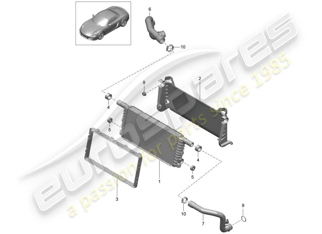 porsche 2016 (981 boxster) radiateur schéma des pièces