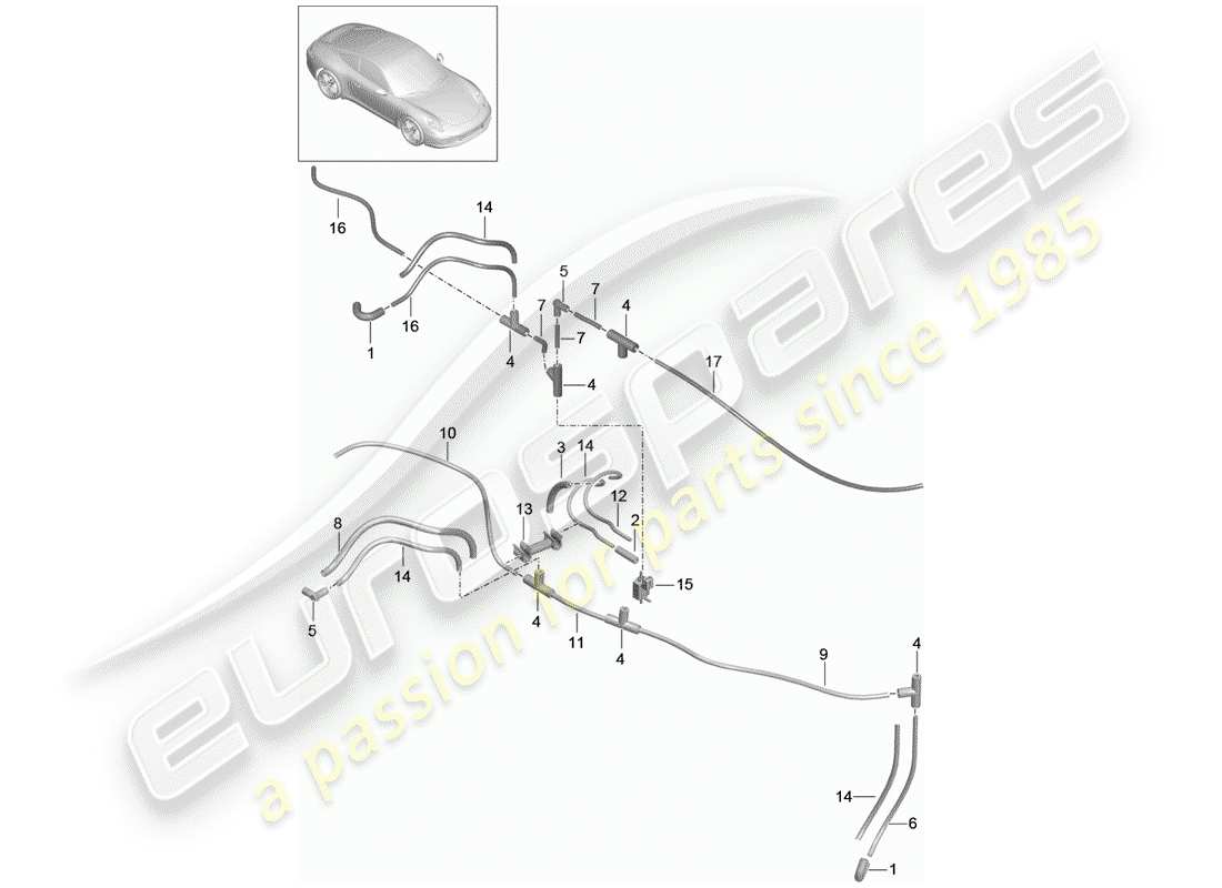 porsche 2012 (991-1) système de vide schéma des pièces