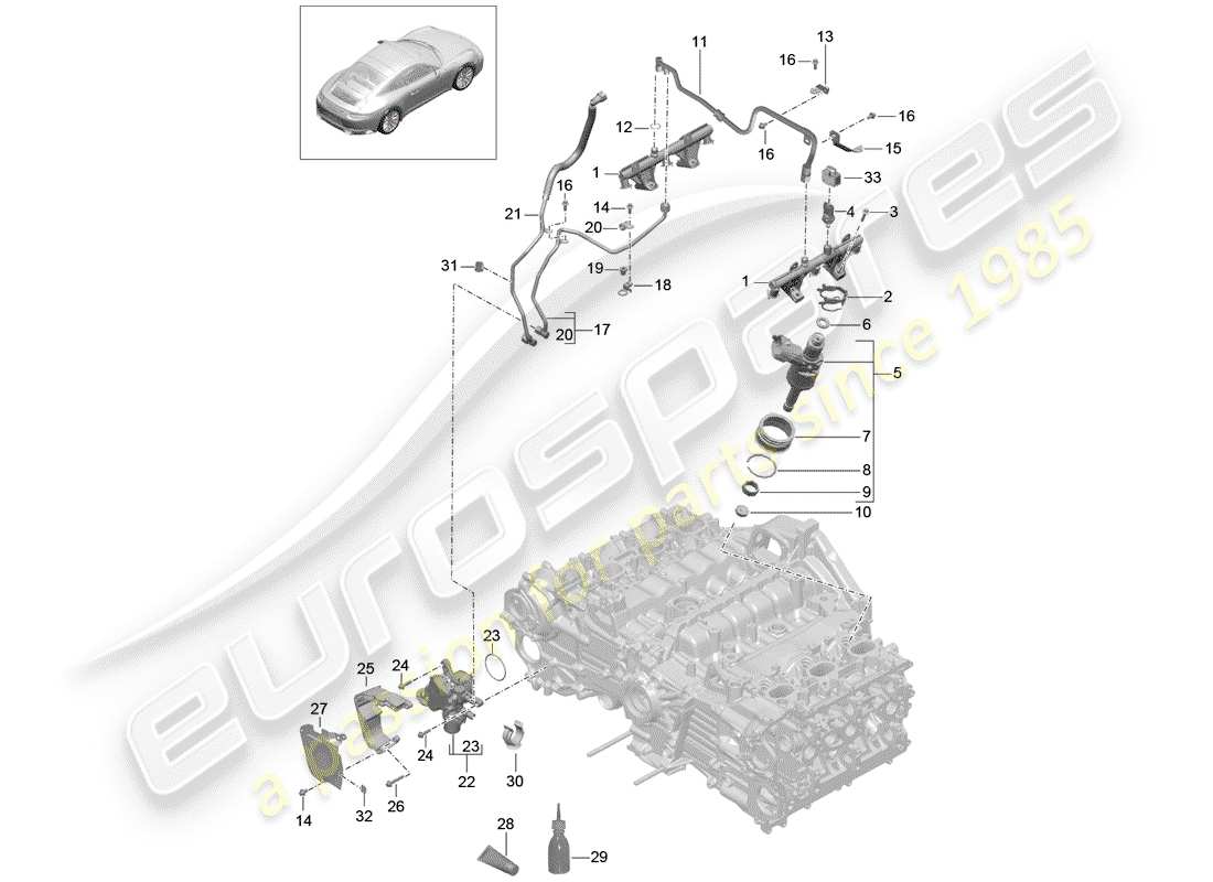 porsche 2017 (991-2 turbo) tuyau de récupération de carburant schéma des pièces