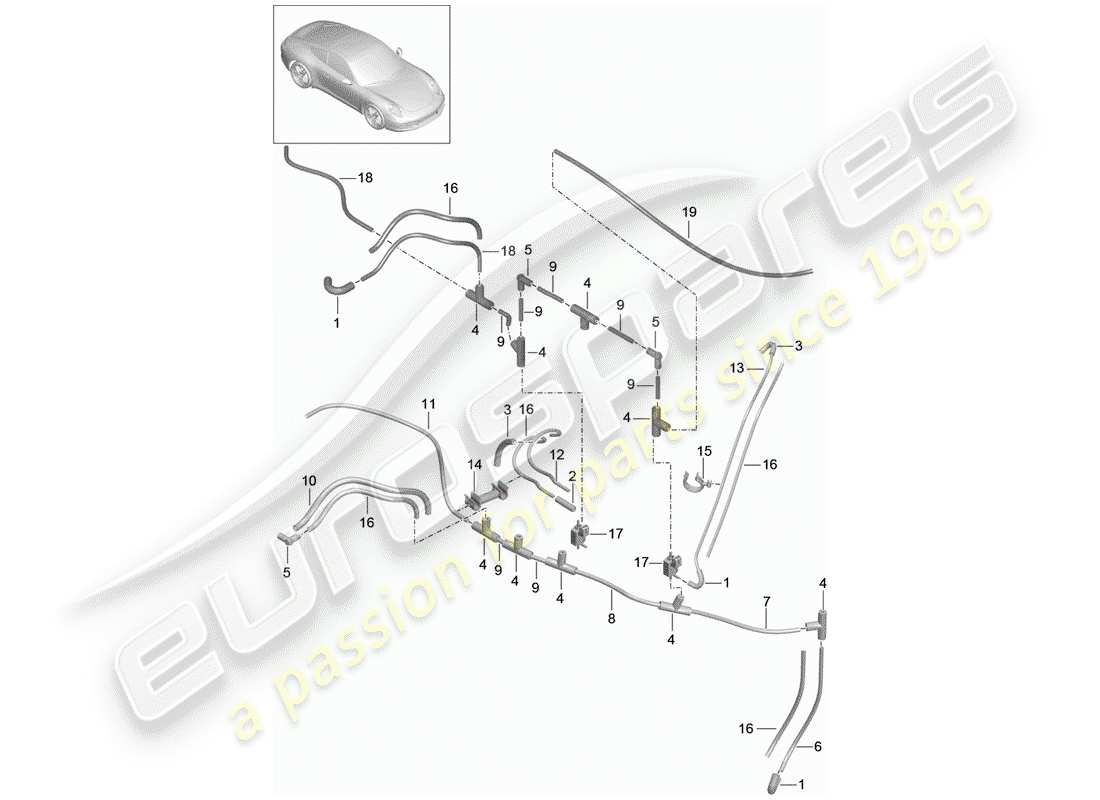 porsche 2012 (991-1) système de vide schéma des pièces