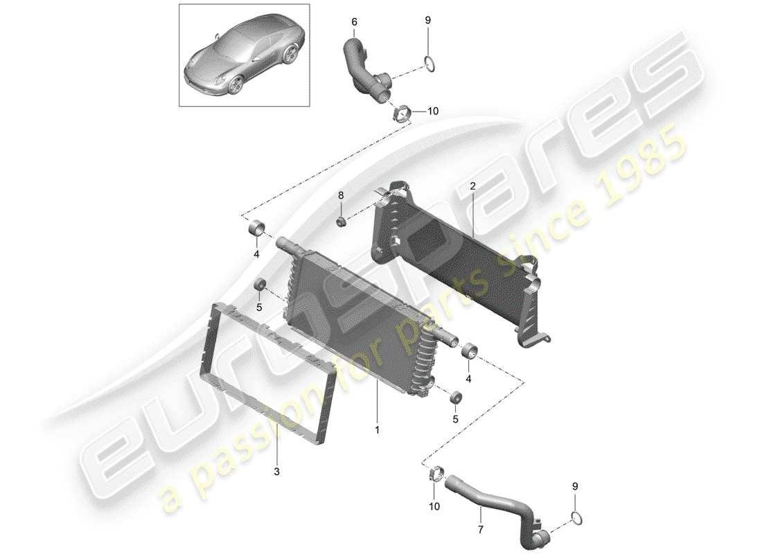 porsche 2014 (991-1) radiateur schéma des pièces