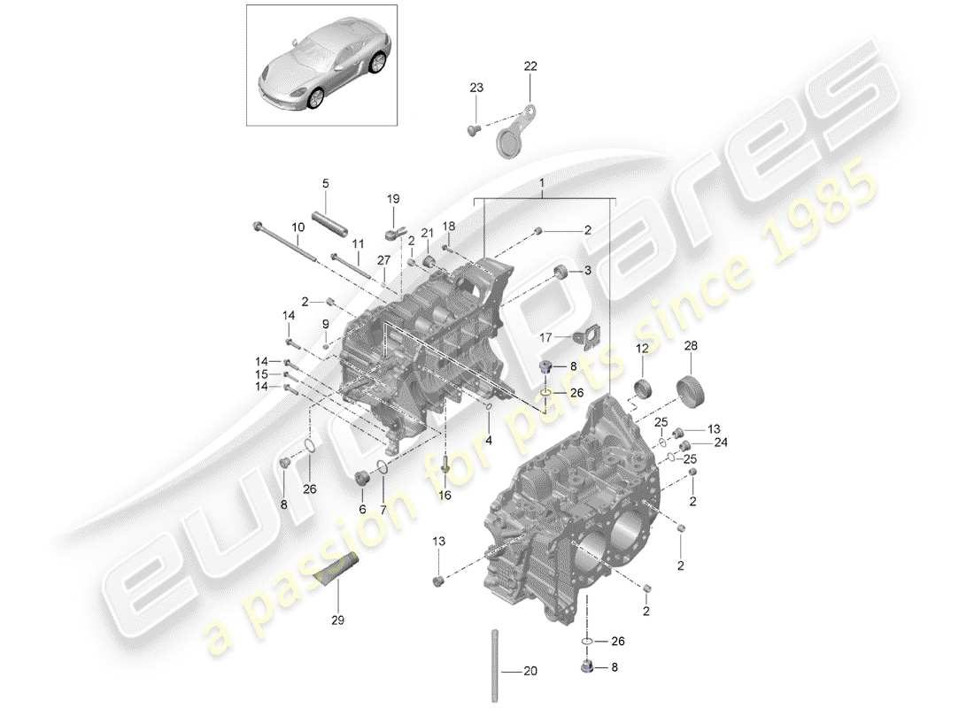 porsche 2020 (718 cayman) carter schéma des pièces