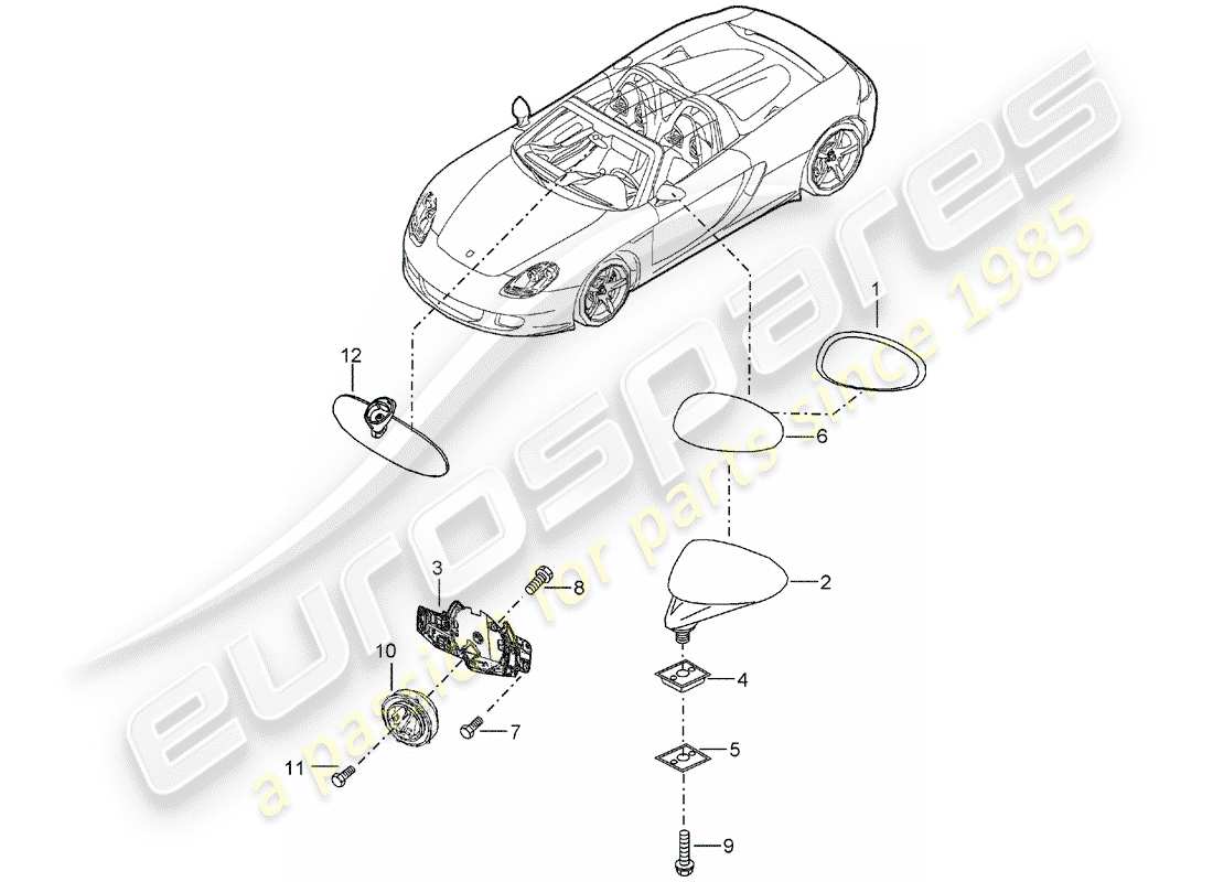 porsche 2006 (carrera gt) rétroviseur arrière - rétroviseur intérieur schéma des pièces