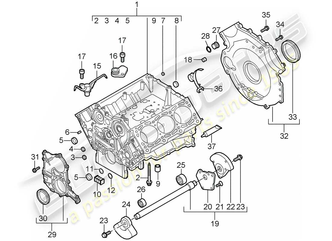 porsche 2010 (cayenne e1 9pa) carter moteur schéma des pièces