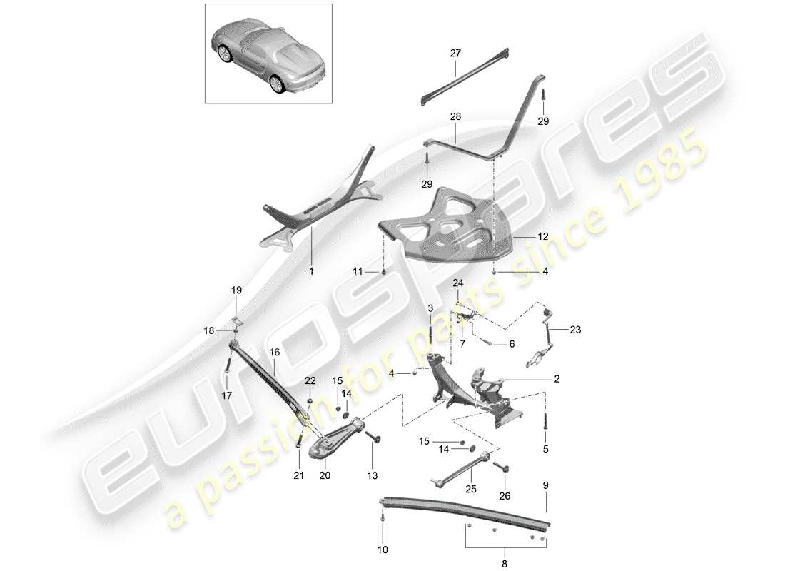 porsche 2016 (981 boxster spyder) essieu arrière schéma des pièces
