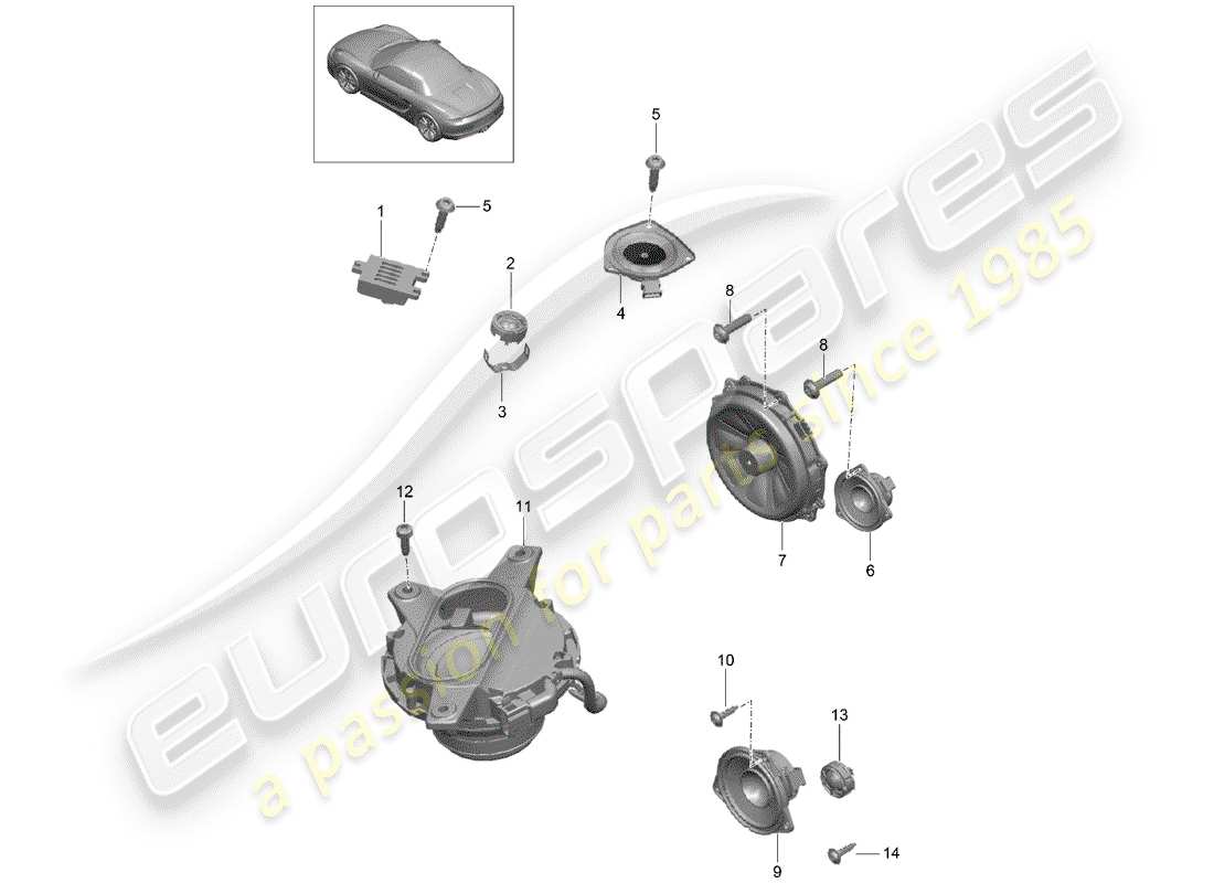 porsche 2016 (981 boxster) schéma des pièces du haut-parleur