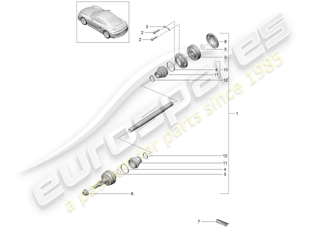 porsche 2016 (981 cayman gt4) arbre de transmission schéma des pièces