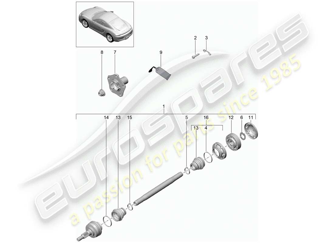 porsche 2014 (981 cayman) arbre de transmission schéma des pièces