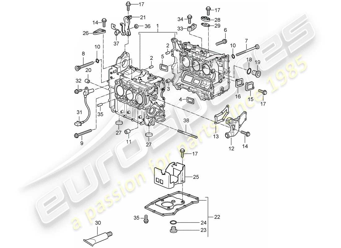 porsche 2007 (987 cayman) carter moteur schéma des pièces