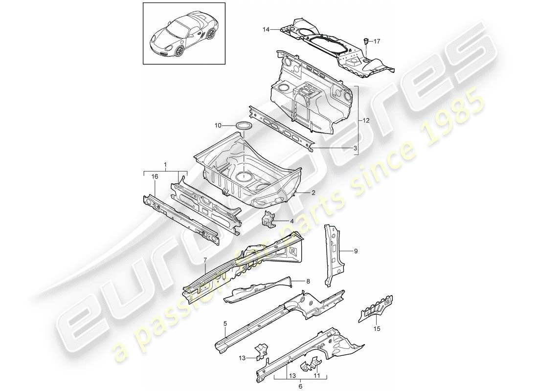 porsche 2009 (987 boxster) schéma des pièces front end