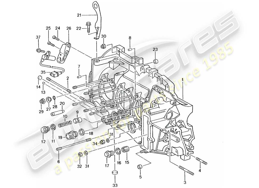 porsche 2001 (996 turbo / gt2) carter schéma des pièces