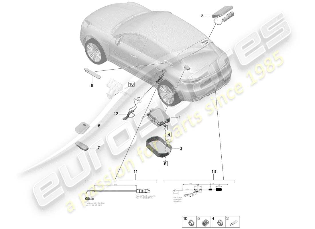 porsche 2019 (macan) pièces individuelles schéma des pièces