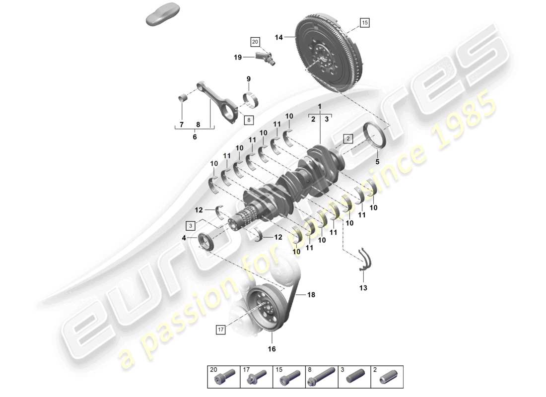 porsche 2020 (718 boxster) volant moteur de bielle de vilebrequin schéma des pièces