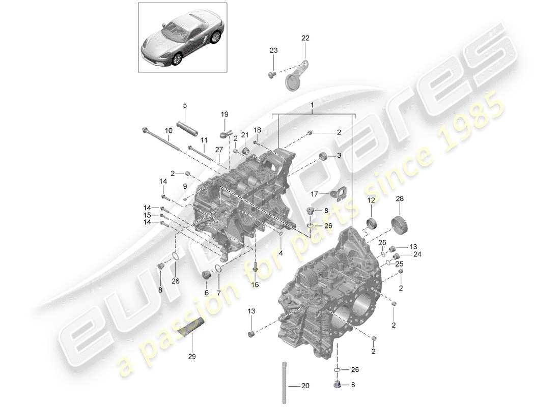 porsche 2017 (718 boxster) carter moteur schéma des pièces