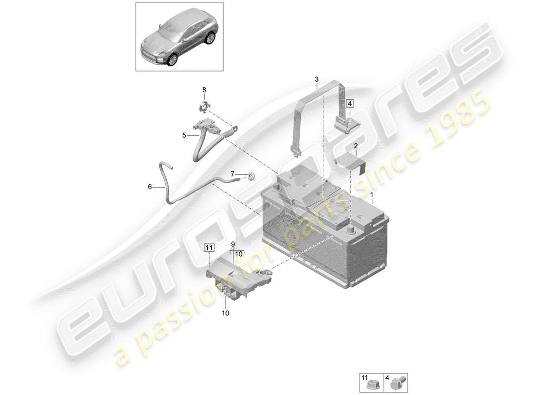 porsche 2019 (macan) diagramme des pièces de la batterie
