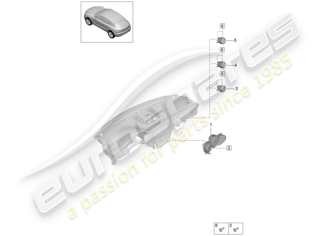 porsche 2019 (macan) groupe d'instruments schéma des pièces