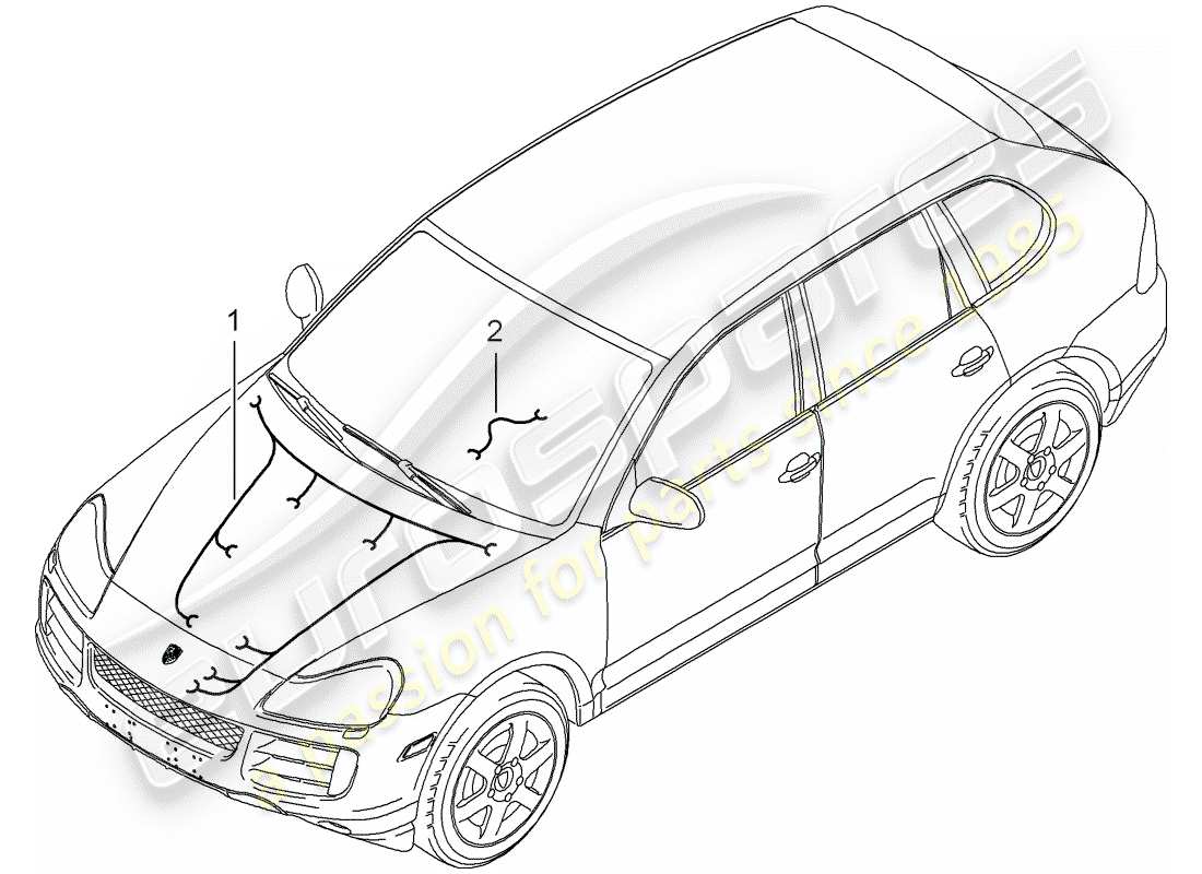porsche 2010 (cayenne e1 9pa) faisceau de câblage schéma des pièces