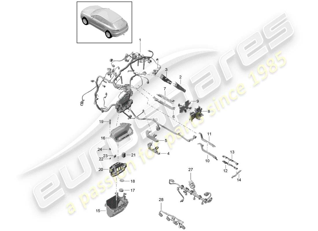 porsche 2018 (macan) harnais schéma des pièces