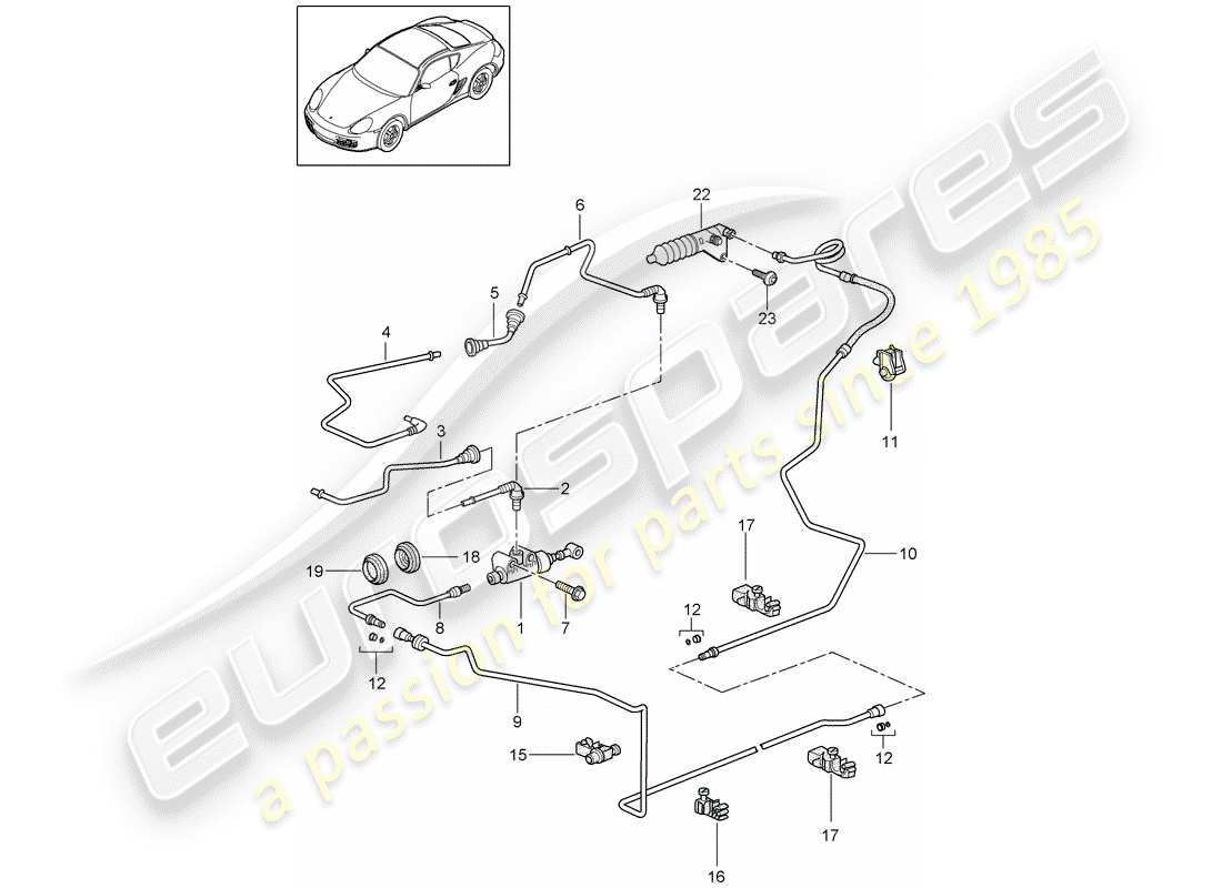 porsche 2009 (987 cayman) embrayage hydraulique schéma des pièces