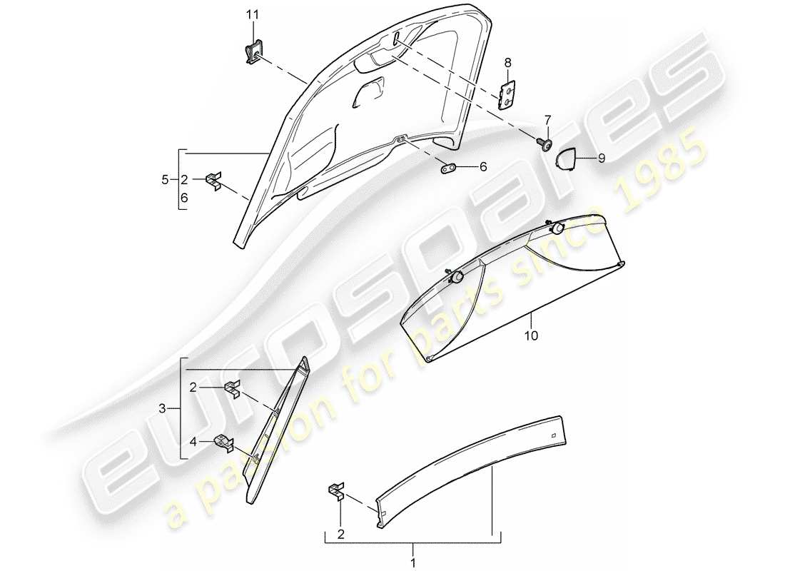 porsche 2009 (987 cayman) garnitures schéma des pièces