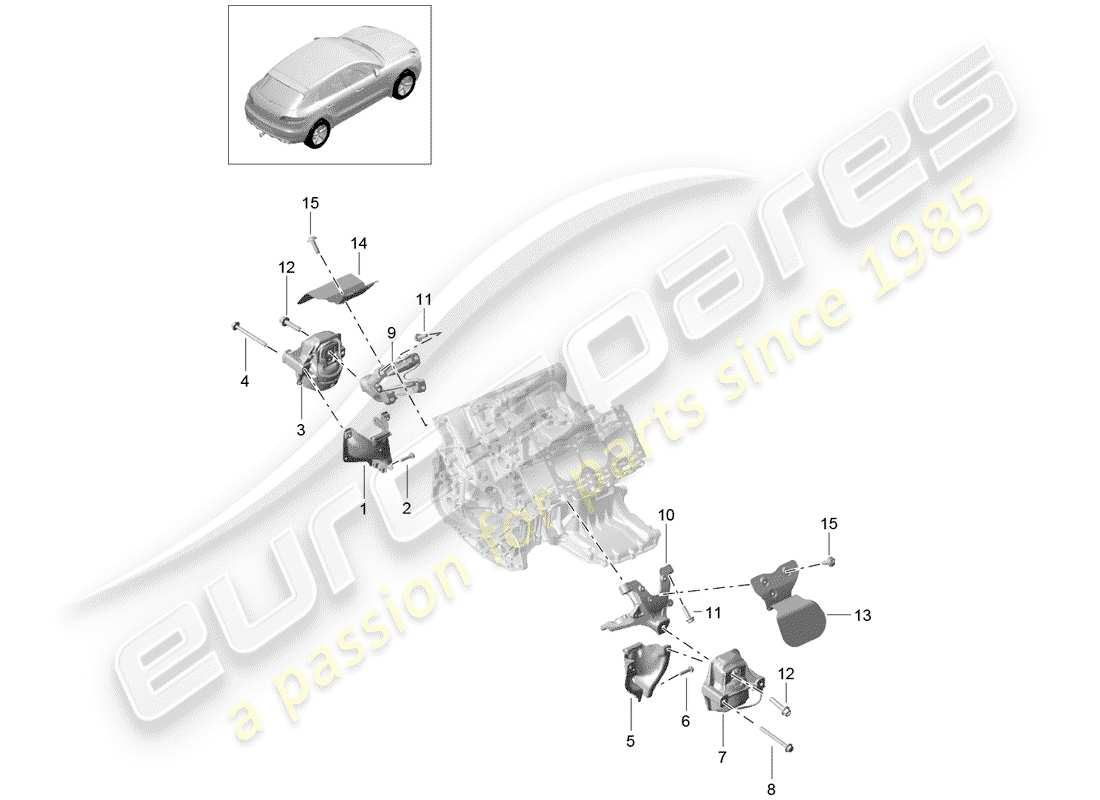 porsche 2018 (macan) matériel de levage de moteur schéma des pièces