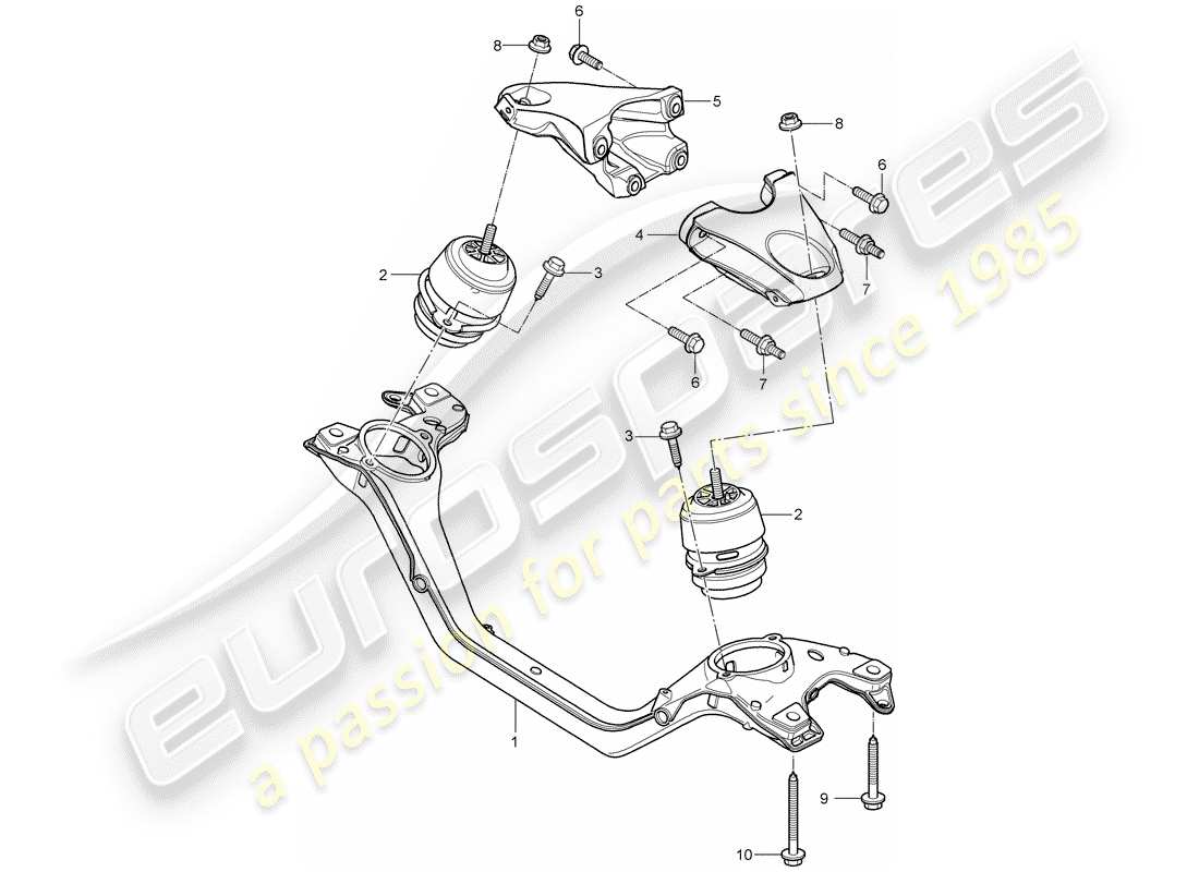porsche 2010 (cayenne e1 9pa) attaque de levage du moteur schéma des pièces