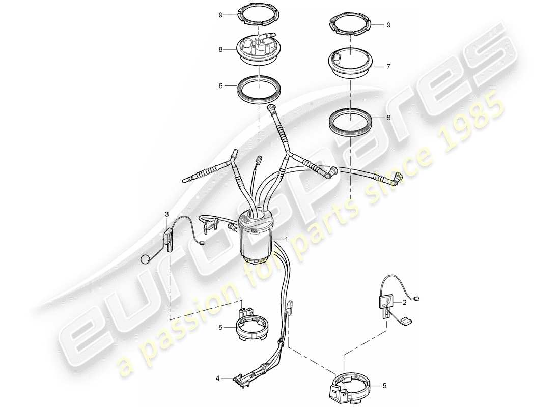 porsche 2008 (cayenne e1 9pa) réservoir de carburant schéma des pièces