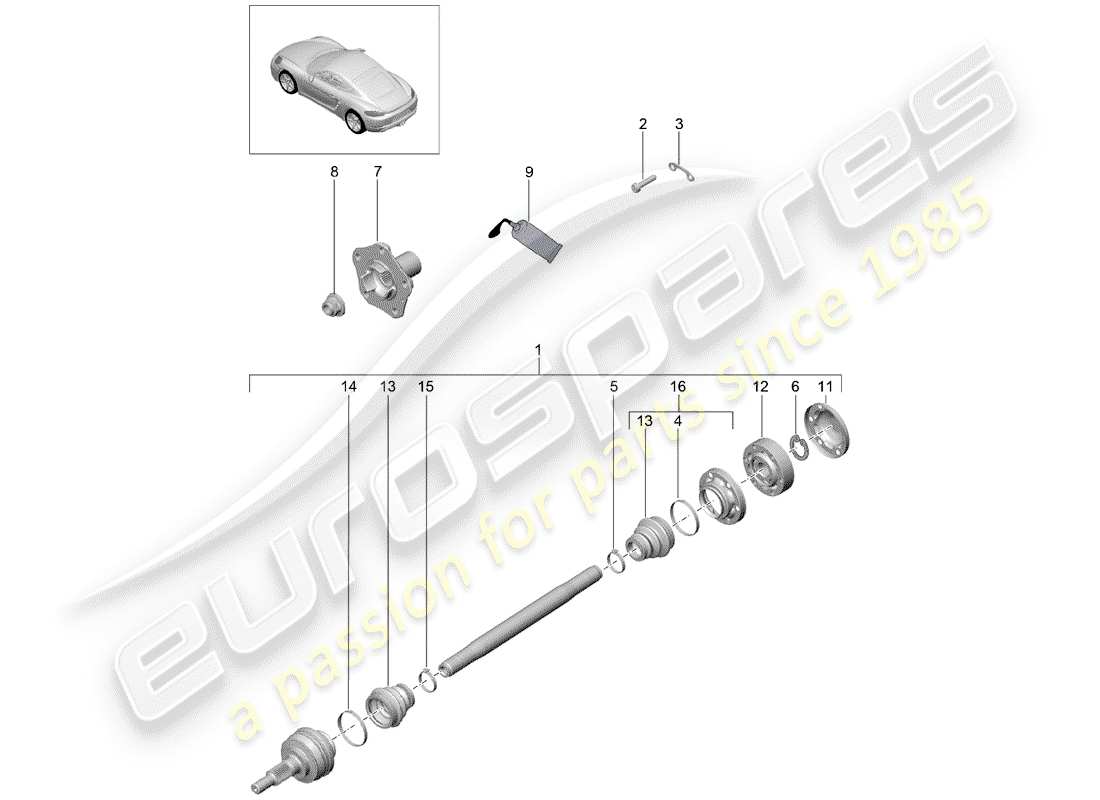 porsche 2020 (718 cayman) arbre de transmission schéma des pièces