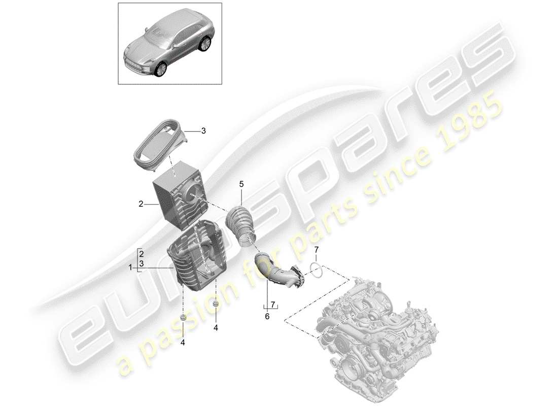 porsche 2020 (macan) filtre à air schéma des pièces