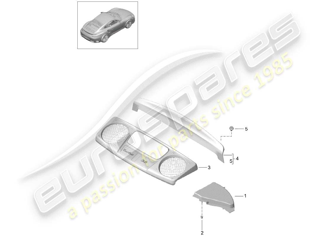 porsche 2019 (991-2 turbo) garniture schéma des pièces