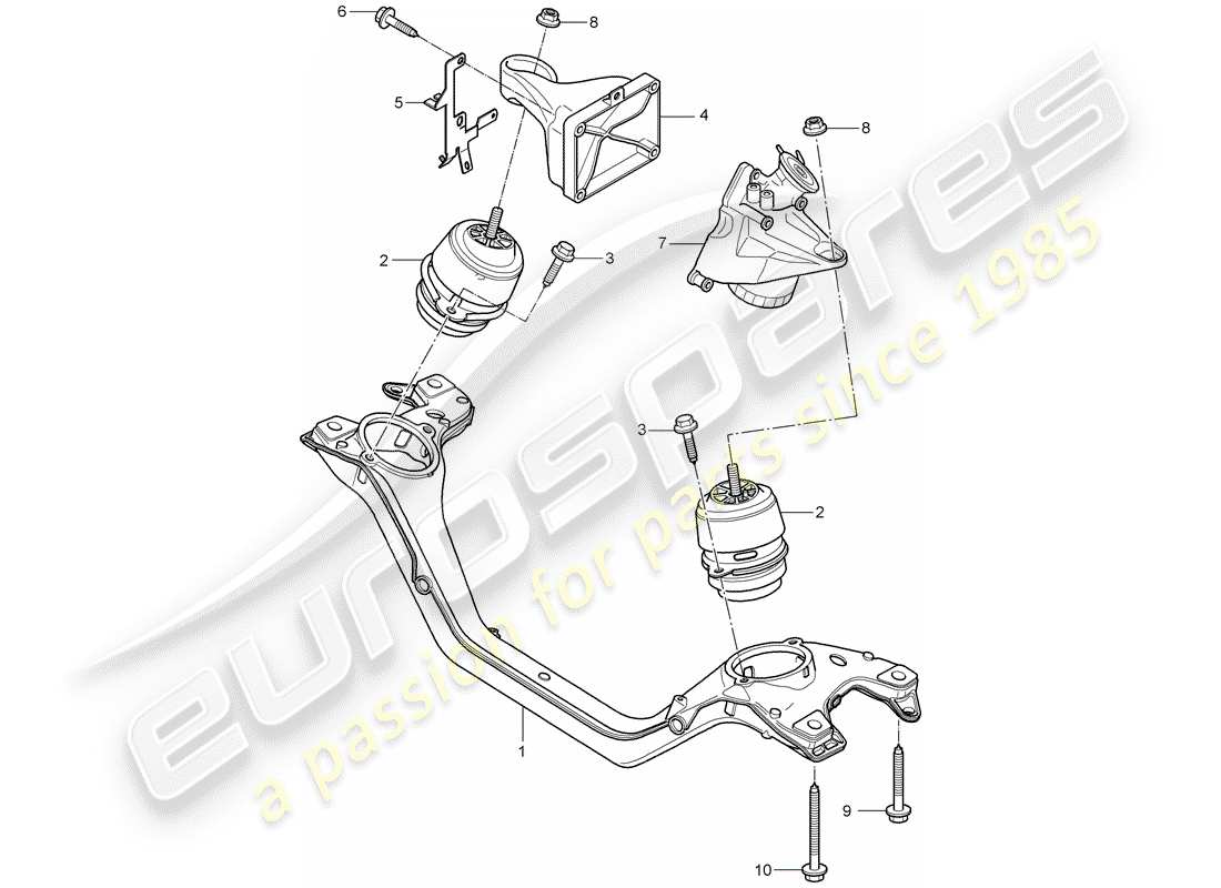 porsche 2010 (cayenne e1 9pa) attaque de levage du moteur schéma des pièces