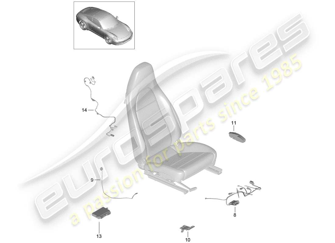 porsche 2014 (991-1) harnais schéma des pièces