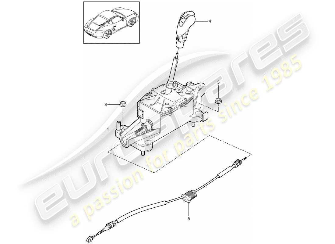 porsche 2009 (987 cayman) levier sélecteur schéma des pièces