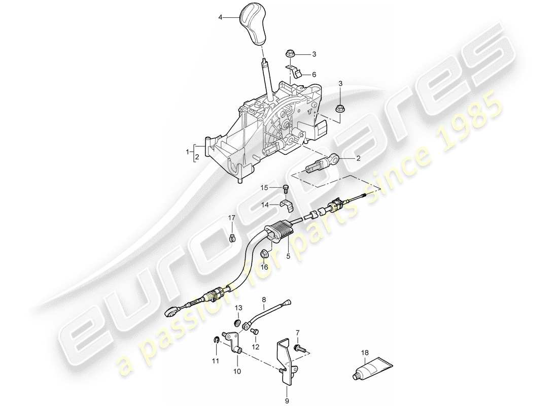 porsche 2008 (987 cayman) levier sélecteur schéma des pièces