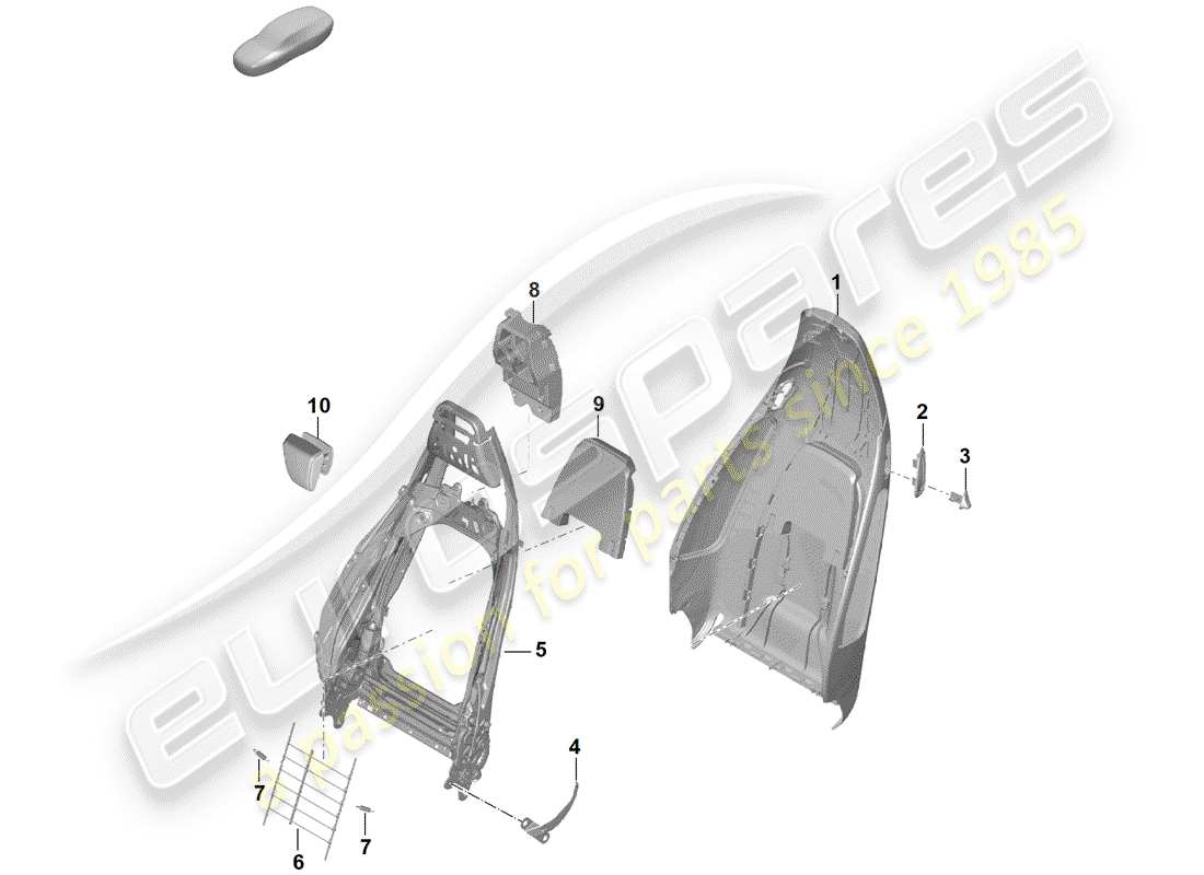 porsche 2020 (718 boxster spyder) coque de dossier schéma des pièces