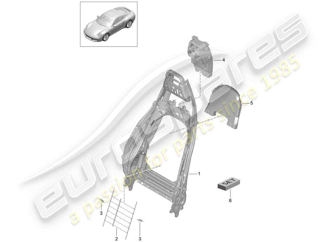 porsche 2017 (991-2) cadre - dossier schéma des pièces