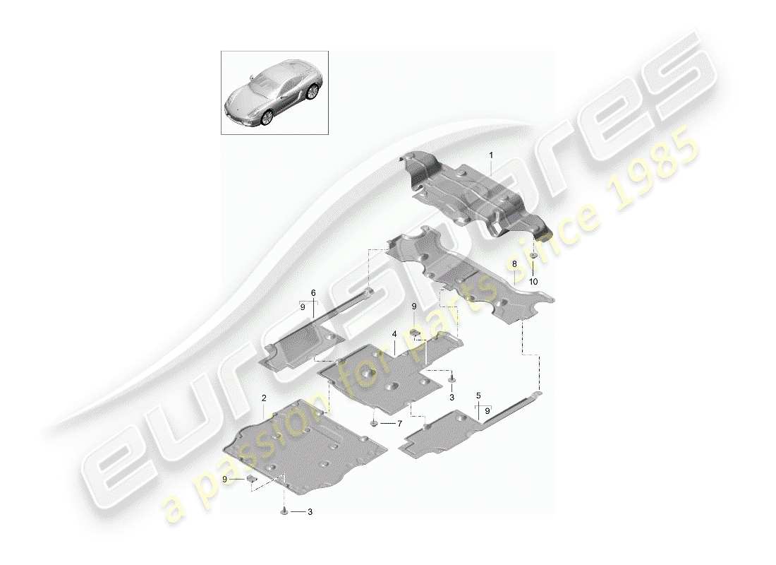 porsche 2014 (981 cayman) garniture schéma des pièces