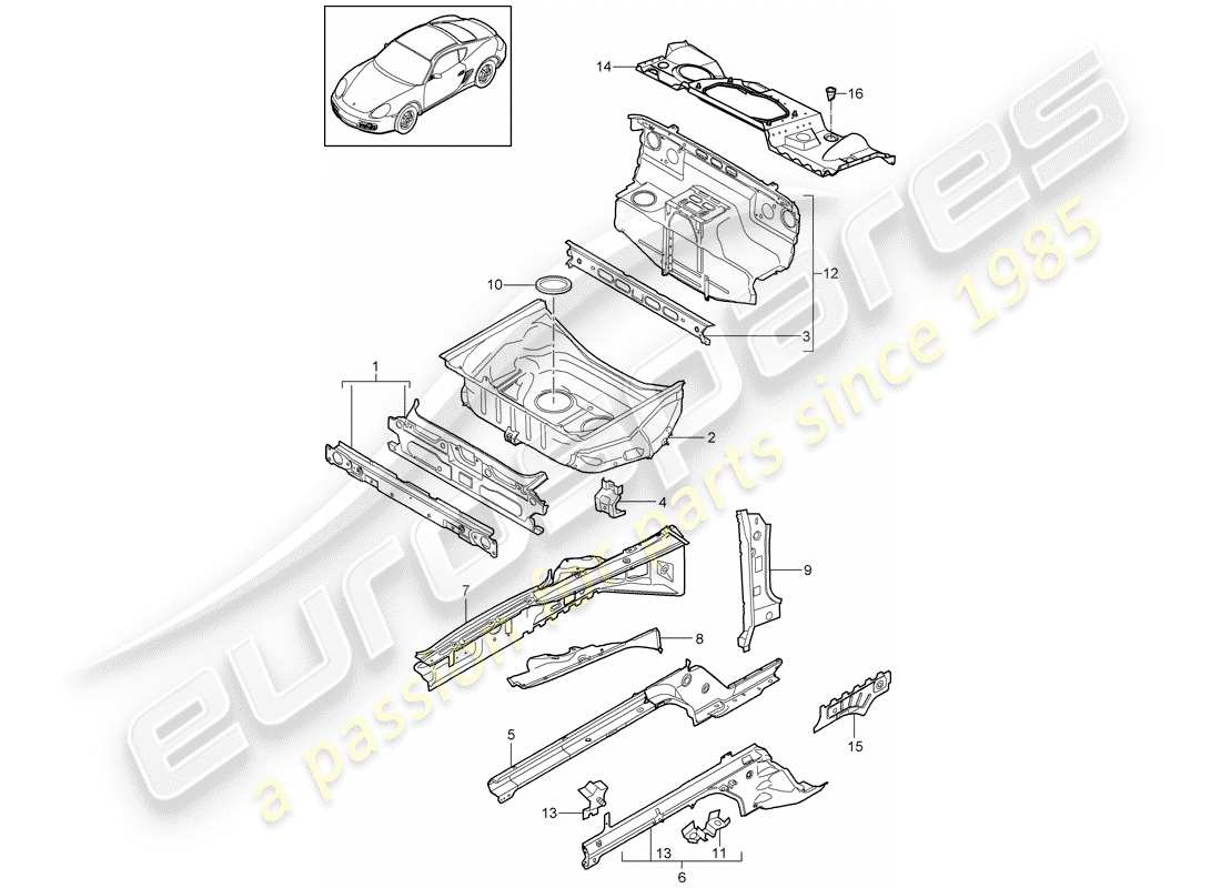 porsche 2009 (987 cayman) schéma des pièces front end